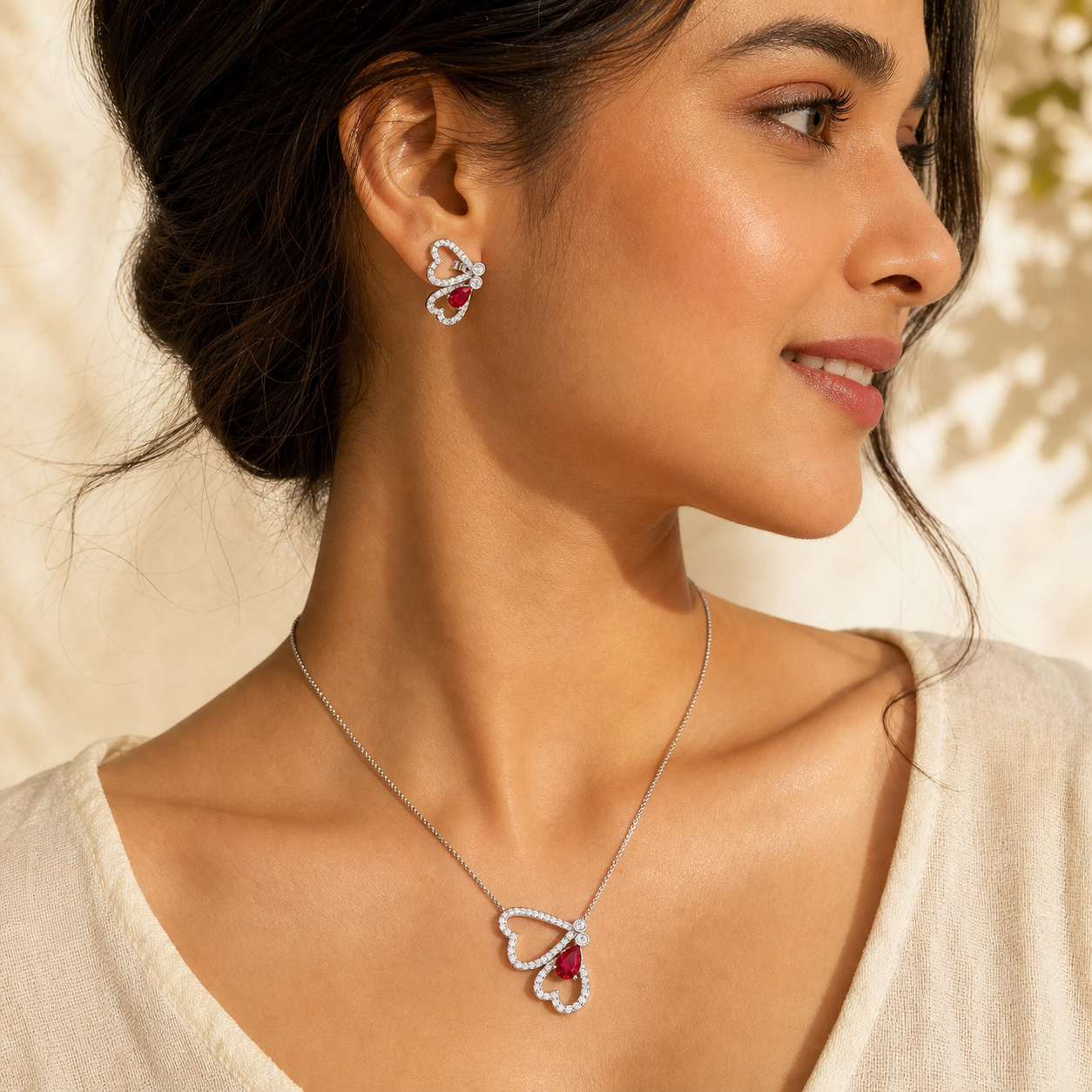 Aurgat Butterfly Love Sterling Silver Pendant Set - image 2