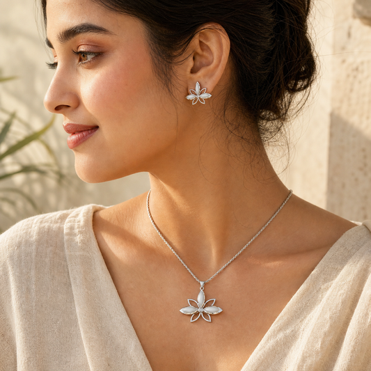 Aurgat Petals Fly Sterling Silver Pendant Set - image 2