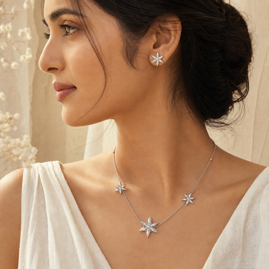 Aurgat Dazzling Stars Sterling Silver Pendant Set - image 2