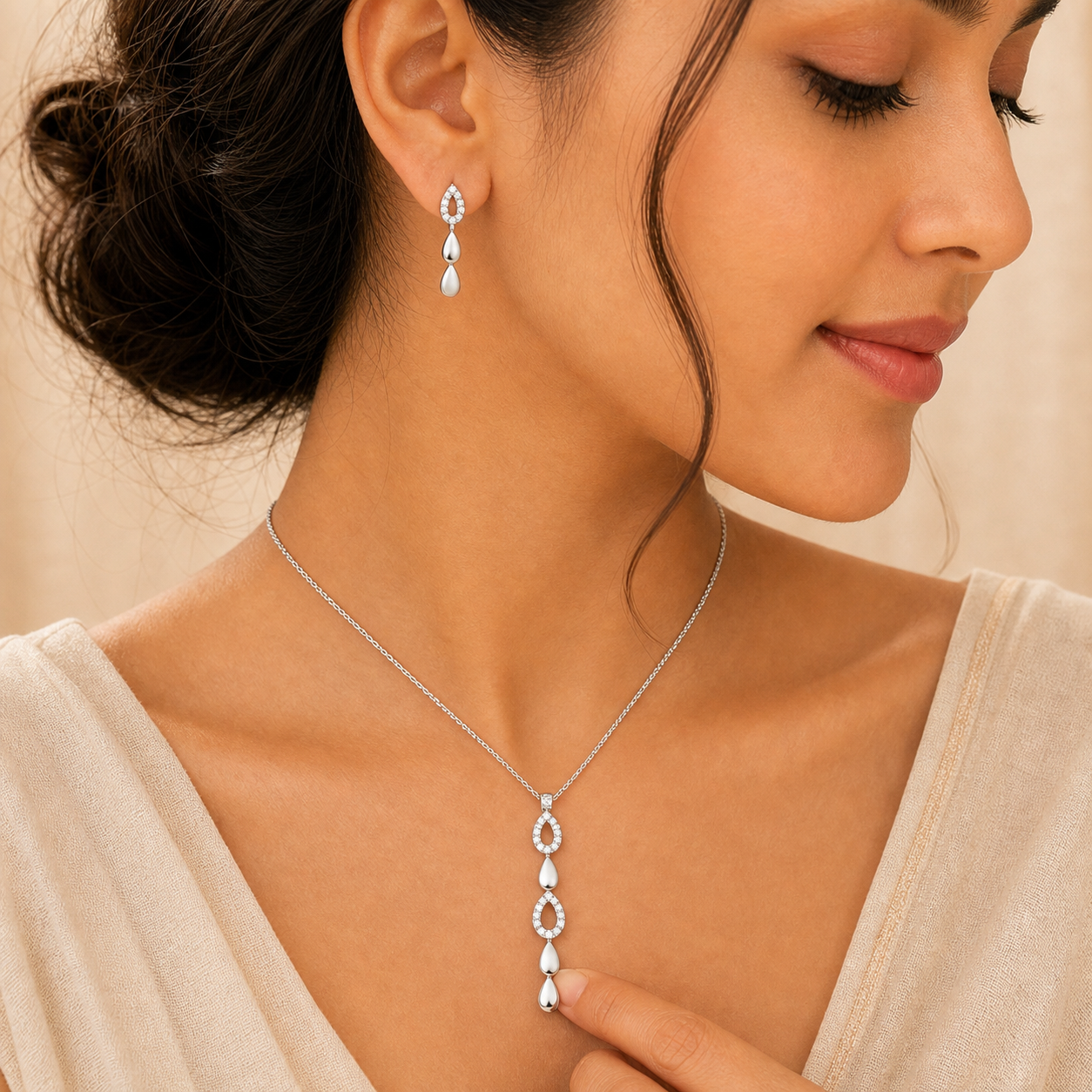 Aurgat Infinity Sterling Silver Pendant Set - image 2