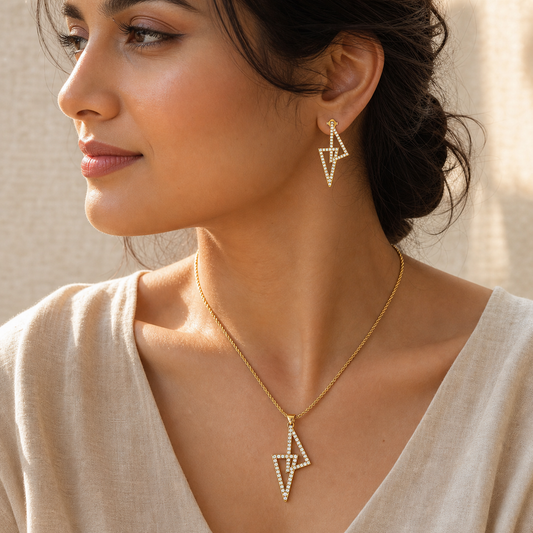 Aurgat Lightning 18K Gold Plated Pendant Set - image 2