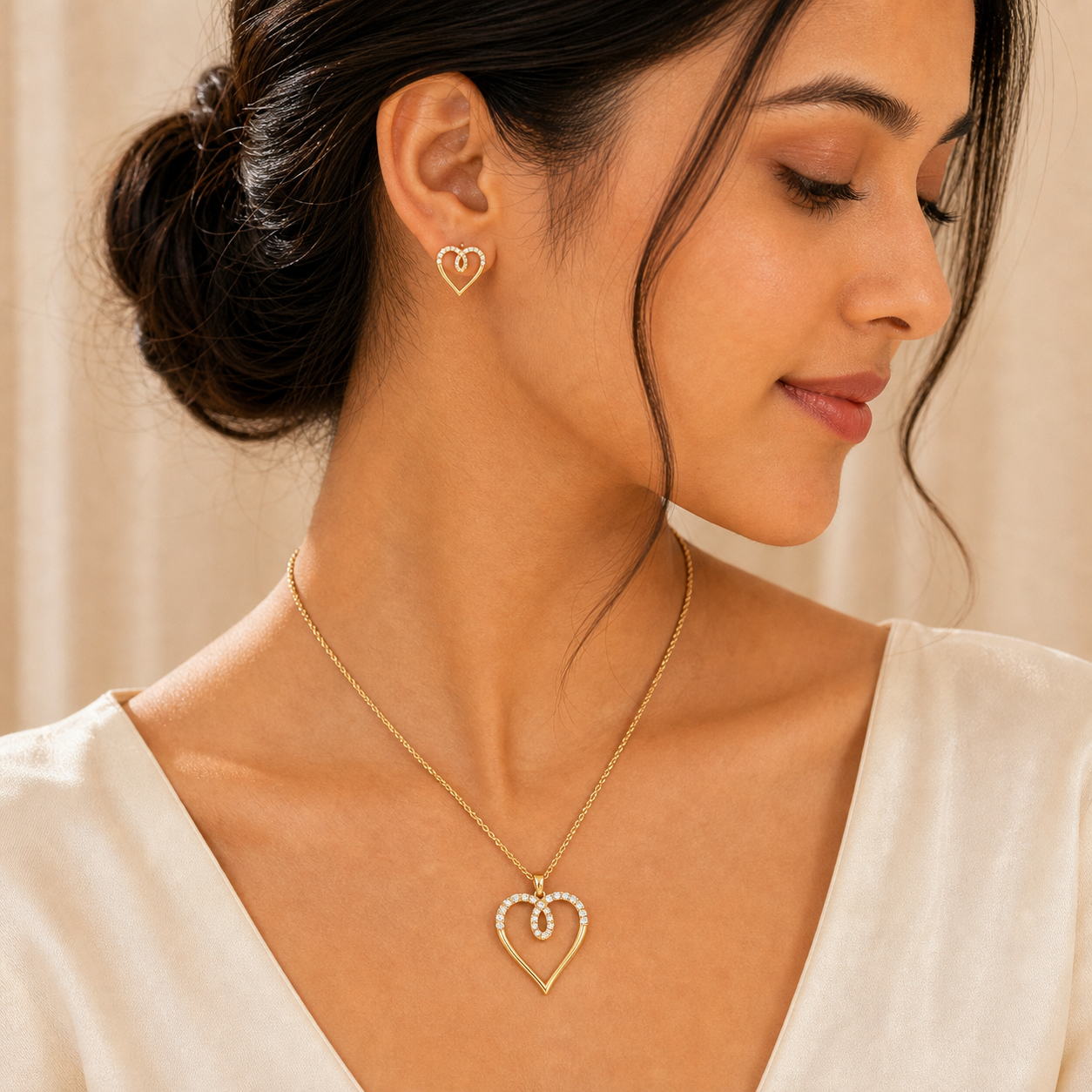 Aurgat Heart of Gold 18K Gold Plated Pendant Set - image 2