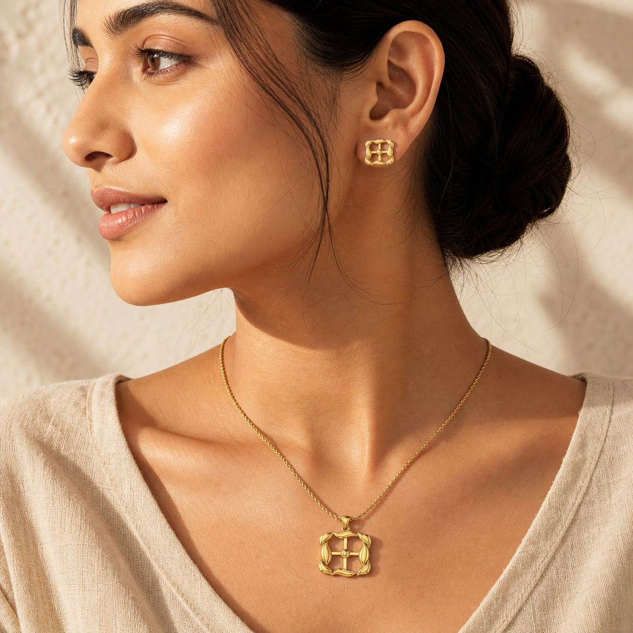 Aurgat Window of Wisdom 18K Gold Plated Pendant Set - image 2