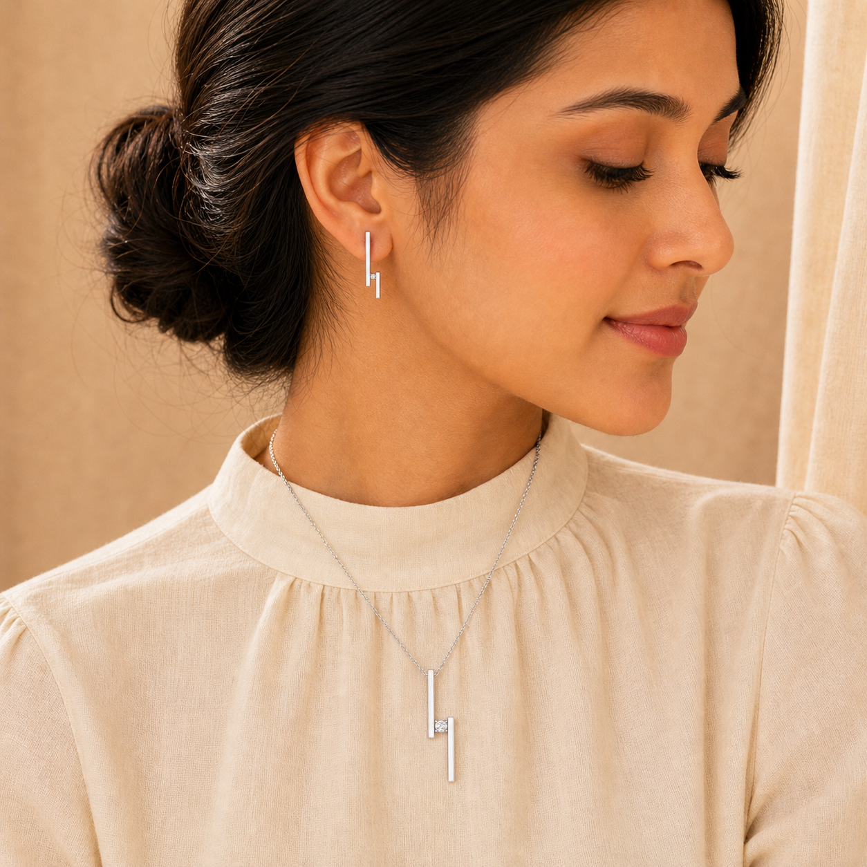Aurgat Connected Solitaire Pendant Set - image 2