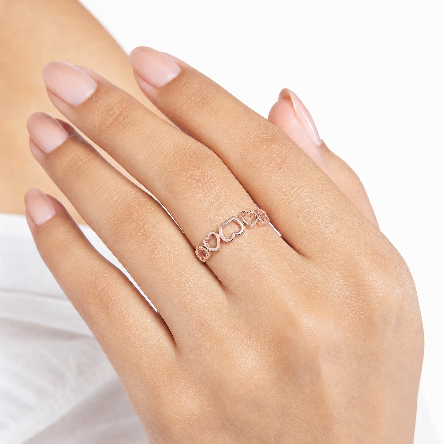 Aurgat Connecting Hearts Rose Gold Adjustable Ring