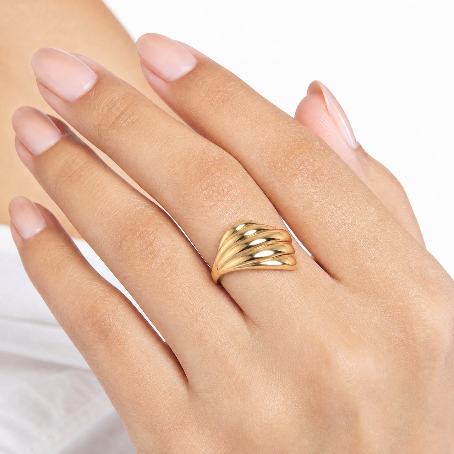 Aurgat Waves 18K Gold Plated Adjustable Ring Band