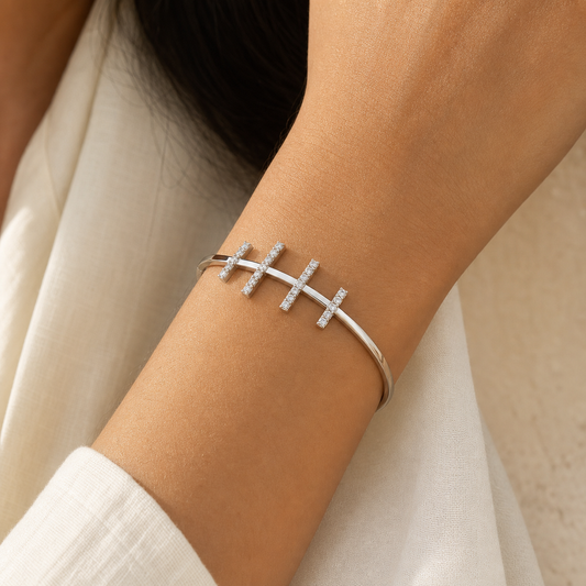 Aurgat Sterling Silver Zirconia Bangle Bracelet