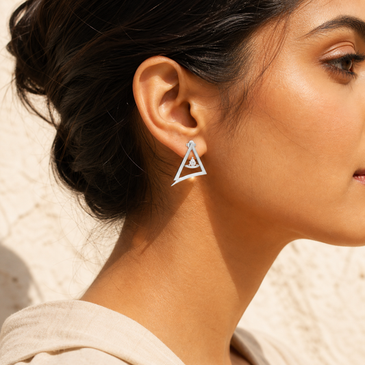 Aurgat Trapped Solitaire Solitaire Silver Earrings