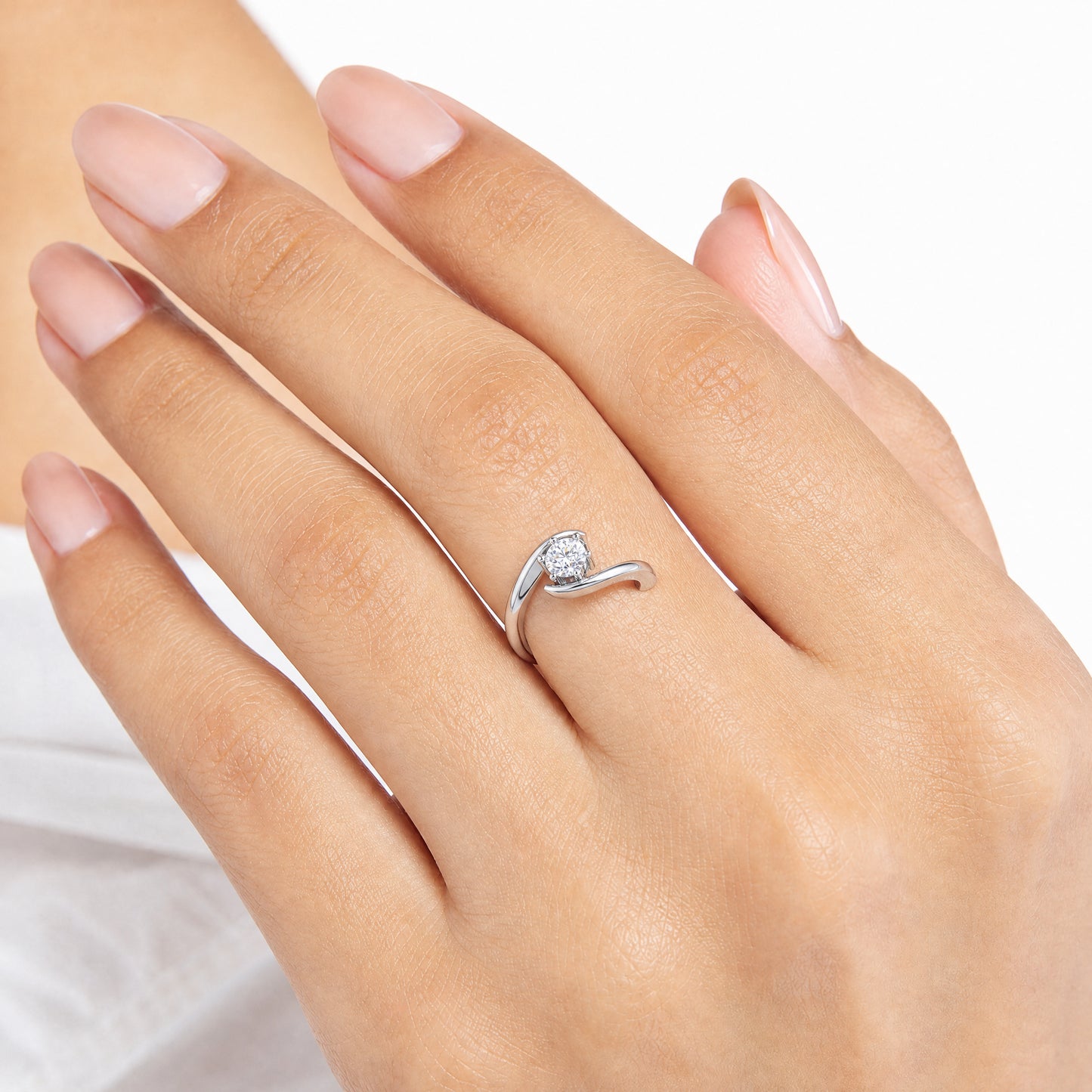 Aurgat Solitaire Sterling Silver Adjustable Ring
