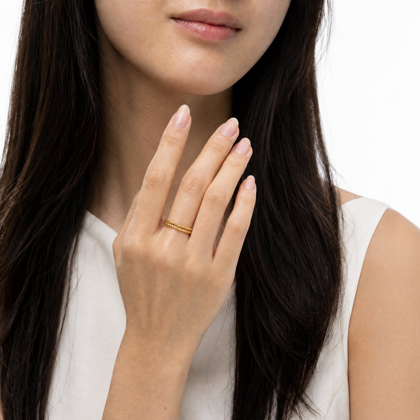 Aurgat Hexagonal Blocks 18K Gold Plated Band Ring