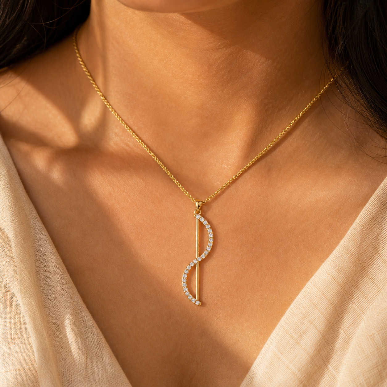 Aurgat Curvy Drop 18K Gold Plated Pendant
