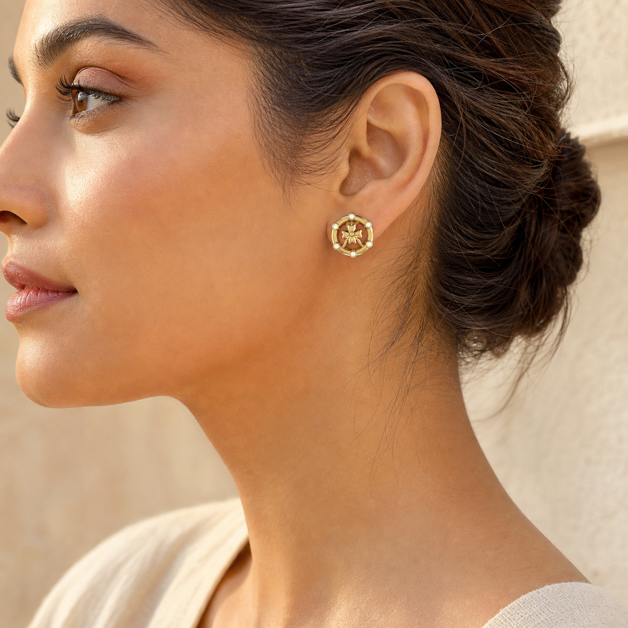 Aurgat Sacred Petals 18K Gold Plated Earrings