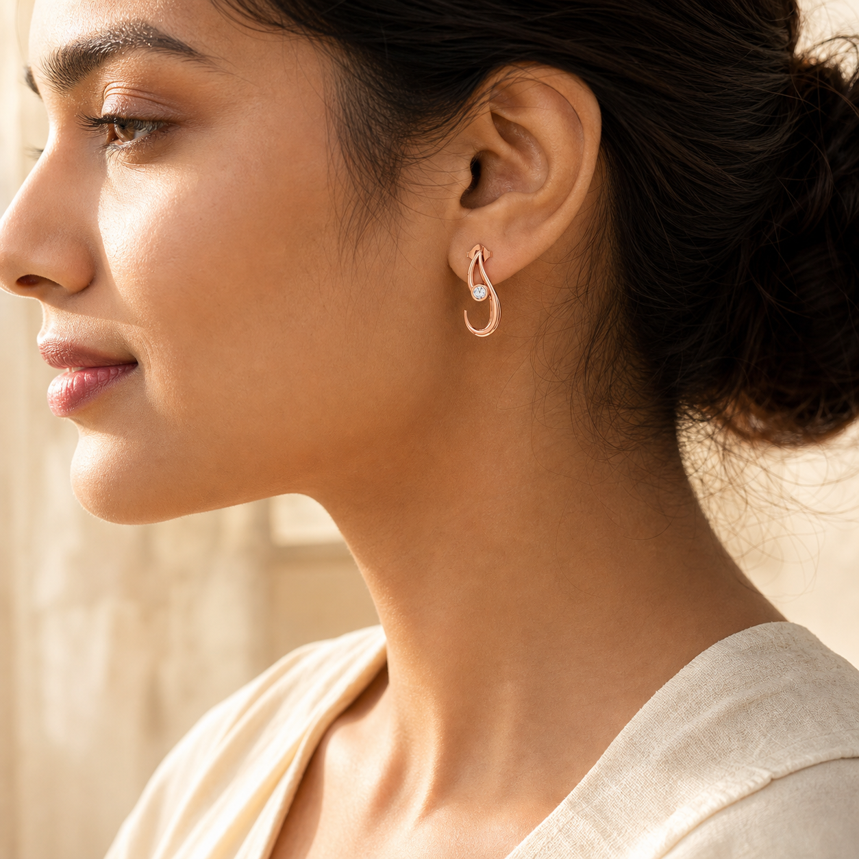 Aurgat Rose Gold Hook Studs Earrings
