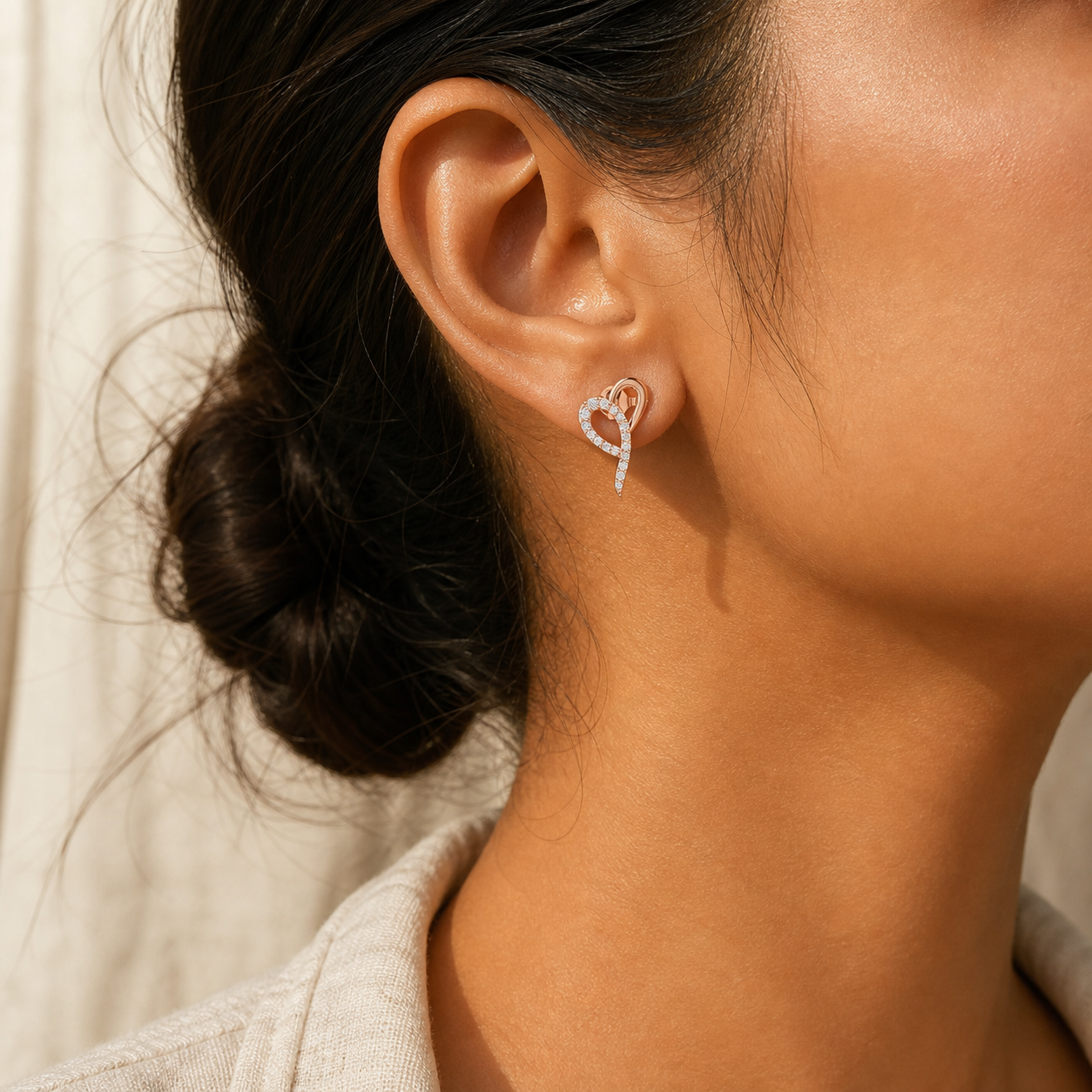 Aurgat Nobel Heart Rose Gold Earrings