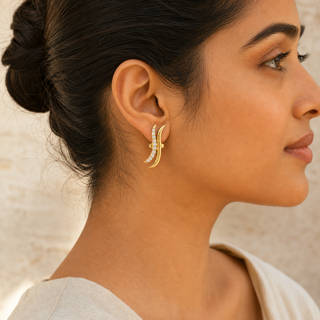 Aurgat Zirconia Abstract 18K Gold Plated Earrings