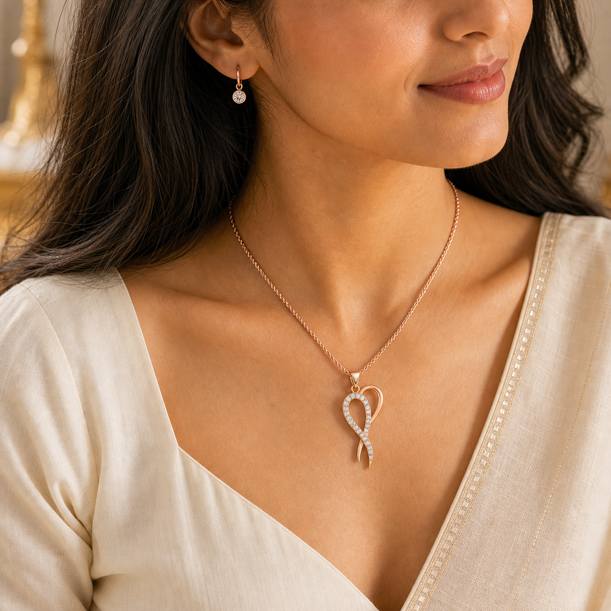 Aurgat Nobel Heart Rose Gold Pendant