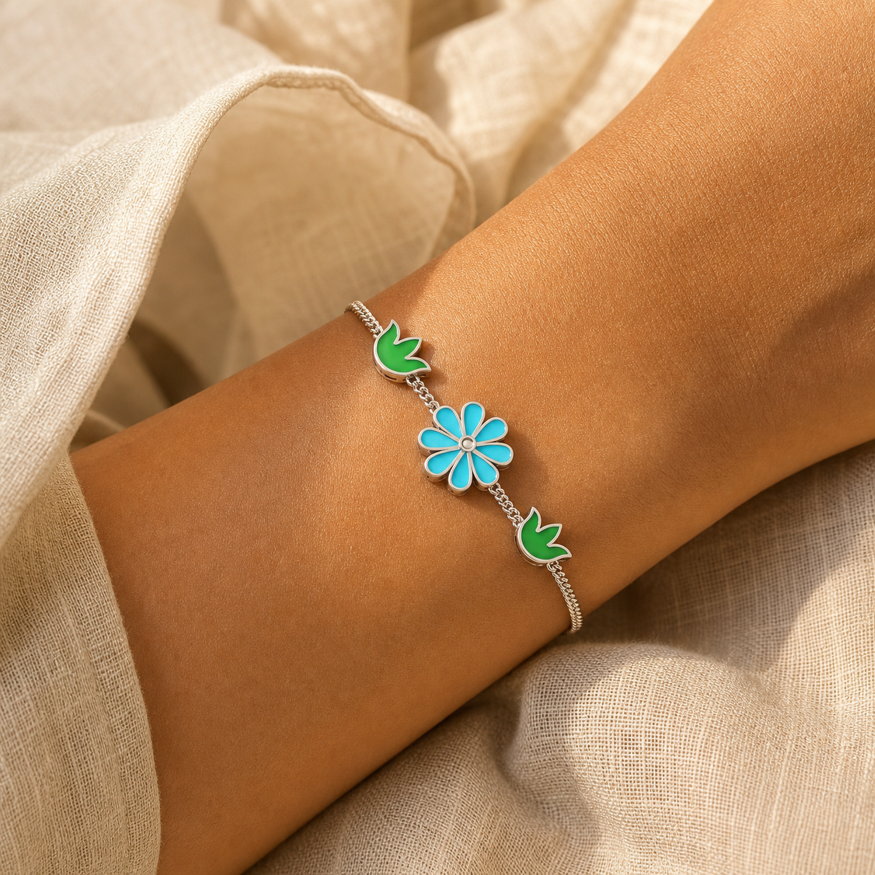 Aurgat Sterling Silver Nature Charm Bracelet