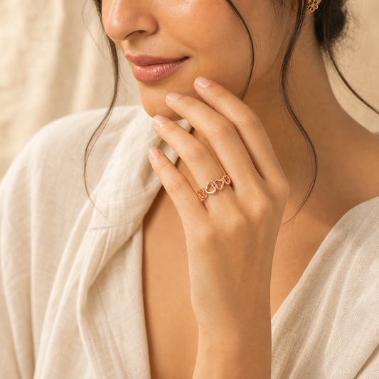 Aurgat Connecting Hearts Rose Gold Adjustable Ring - image 2