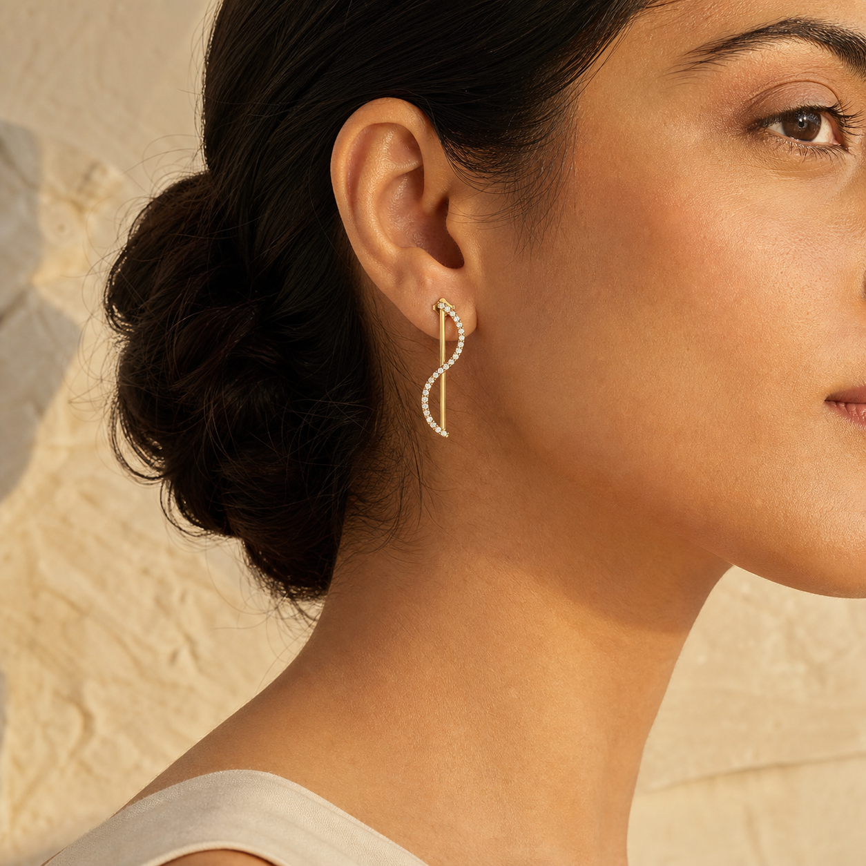 Aurgat Curvy Drop 18K Gold Plated Earrings