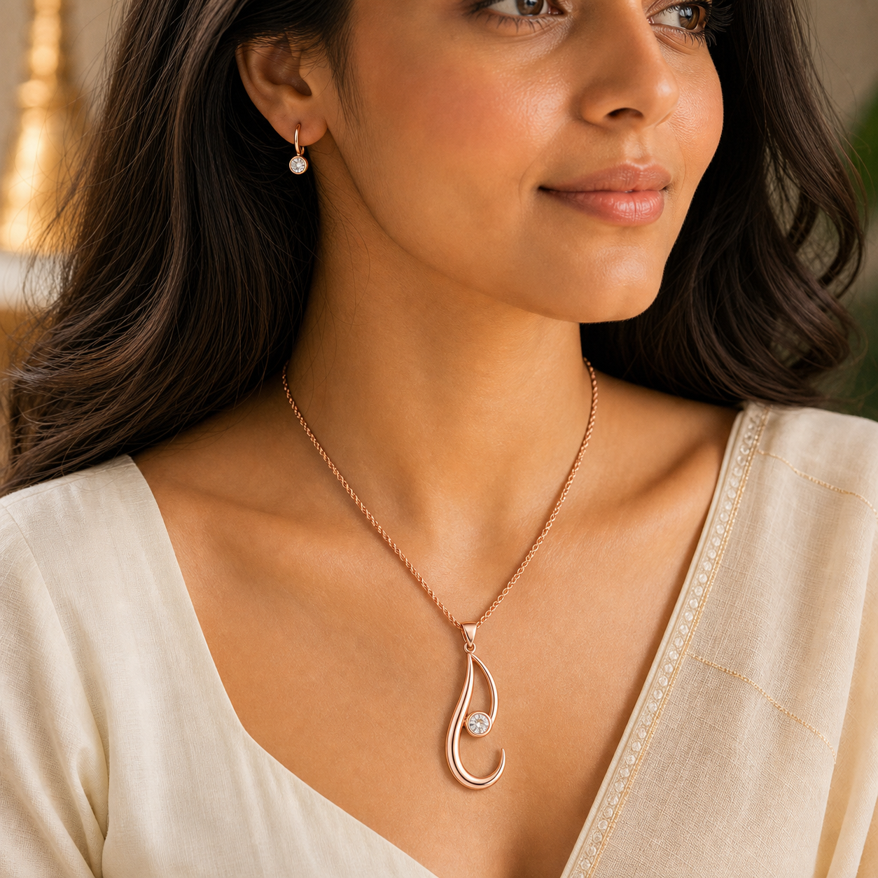 Aurgat Rose Gold Hook DropPendant