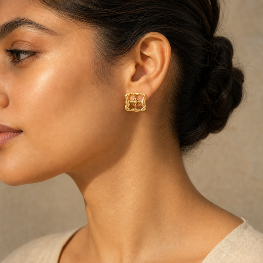 Aurgat Window of Wisdom 18K Gold Plated Earrings