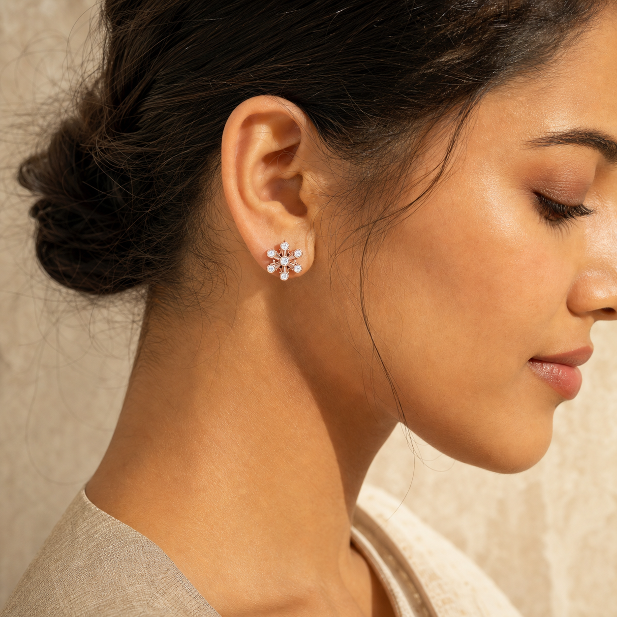Aurgat Rose Gold Flower Earrings