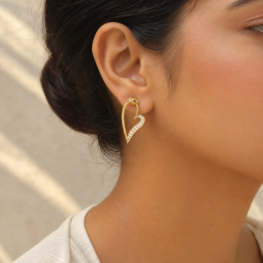 Aurgat Artistic Heart 18K Gold Plated Earrings