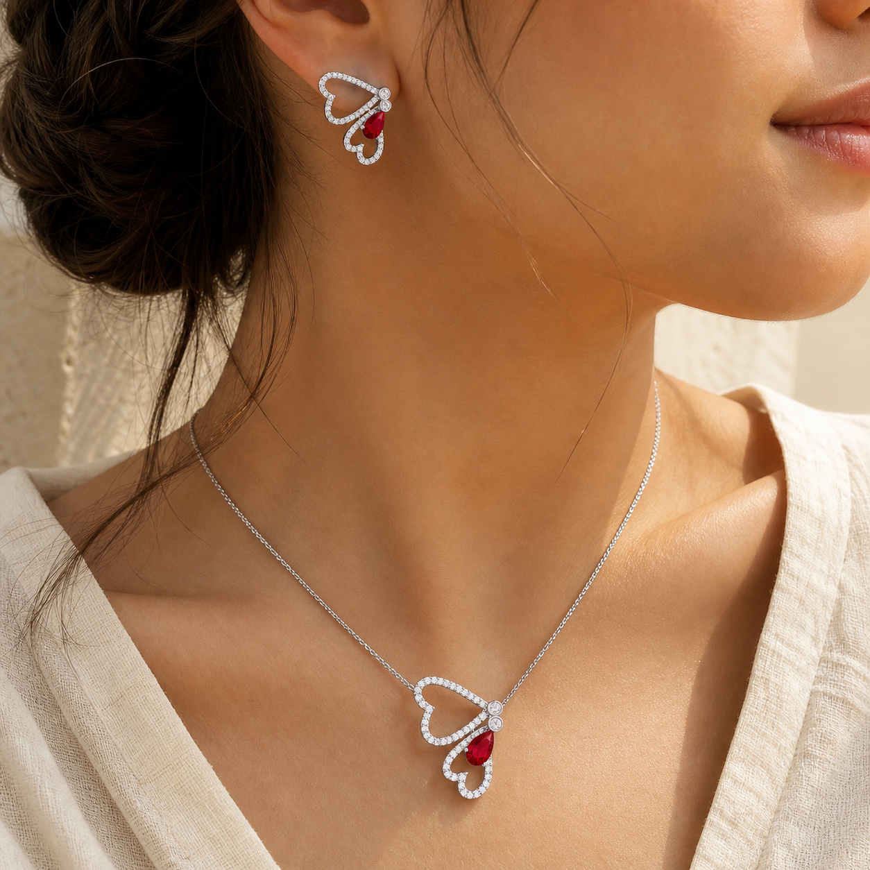 Aurgat Butterfly Love Sterling Silver Pendant Set - image 3