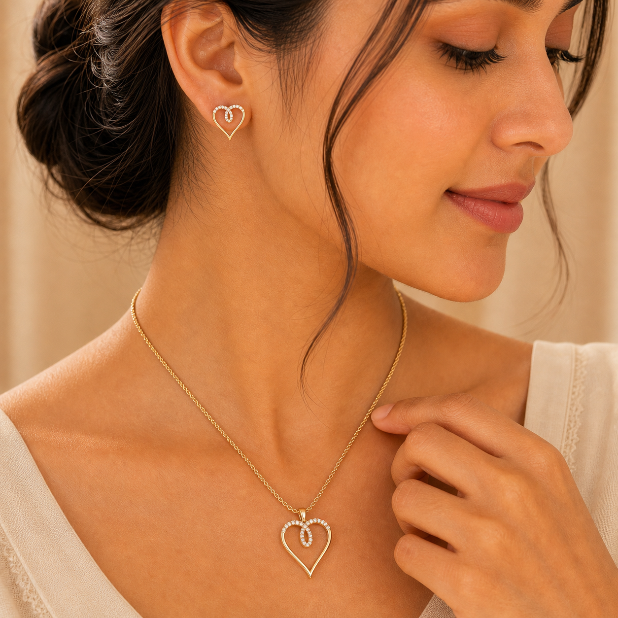 Aurgat Heart of Gold 18K Gold Plated Pendant Set - image 3