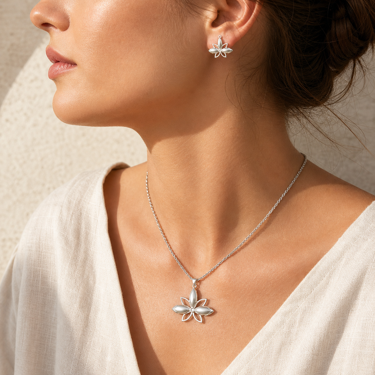 Aurgat Petals Fly Sterling Silver Pendant Set - image 3
