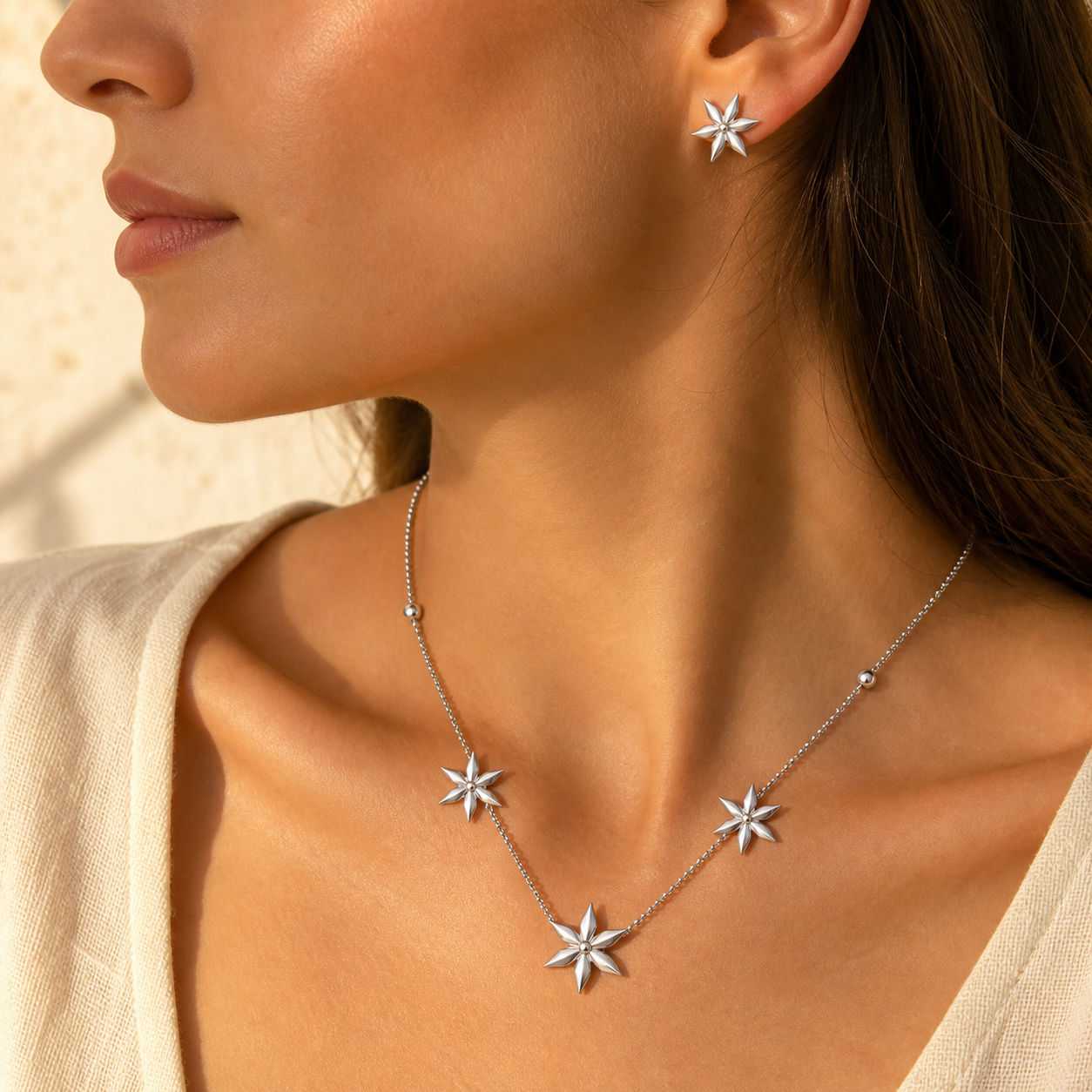 Aurgat Dazzling Stars Sterling Silver Pendant Set - image 3