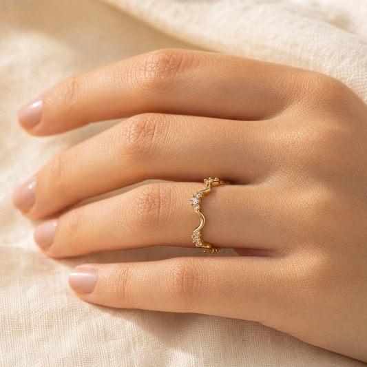 Aurgat Zirconia 18K Gold Plated Adjustable Ring - image 3