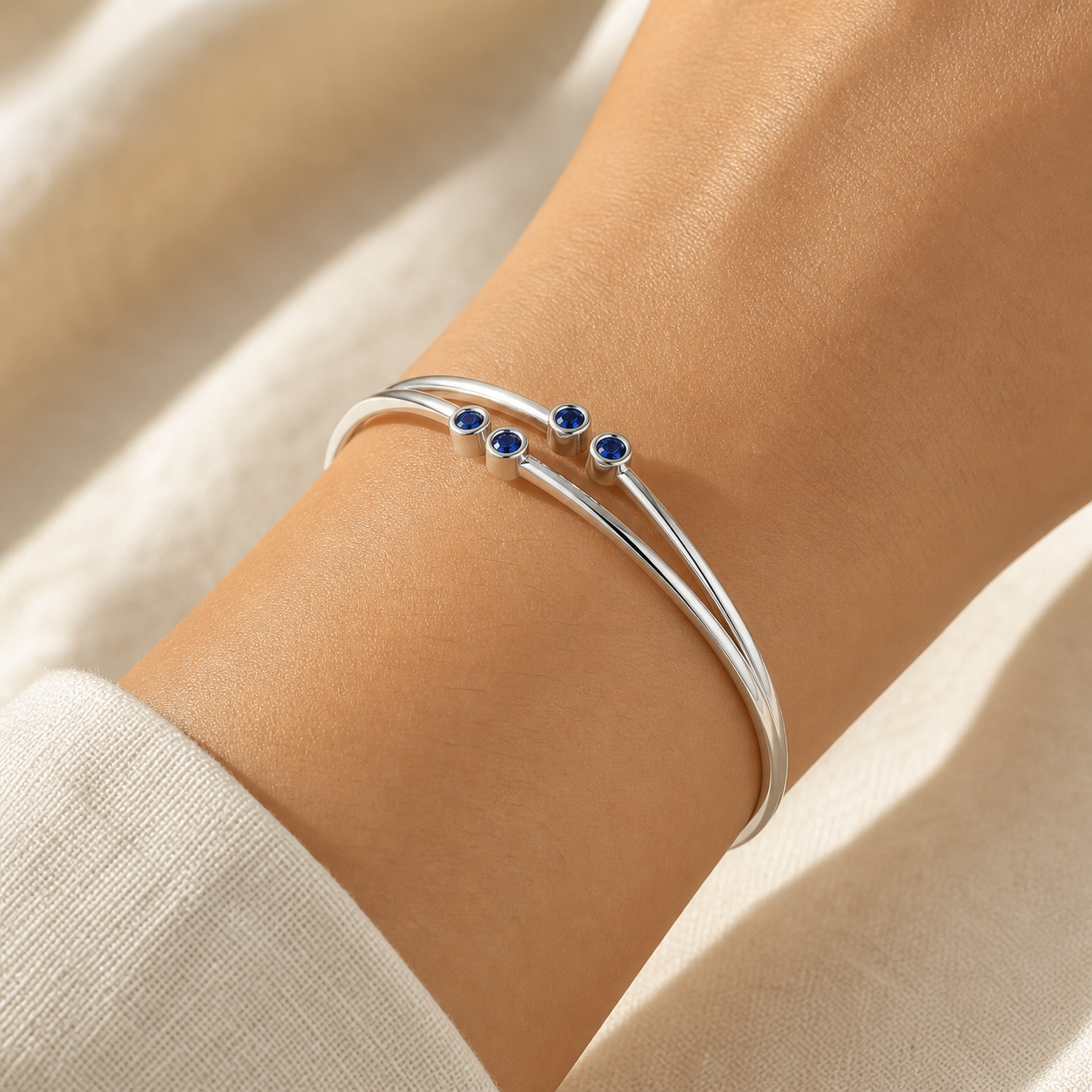 Aurgat Sterling Silver Cuff Bracelet With Bluestones