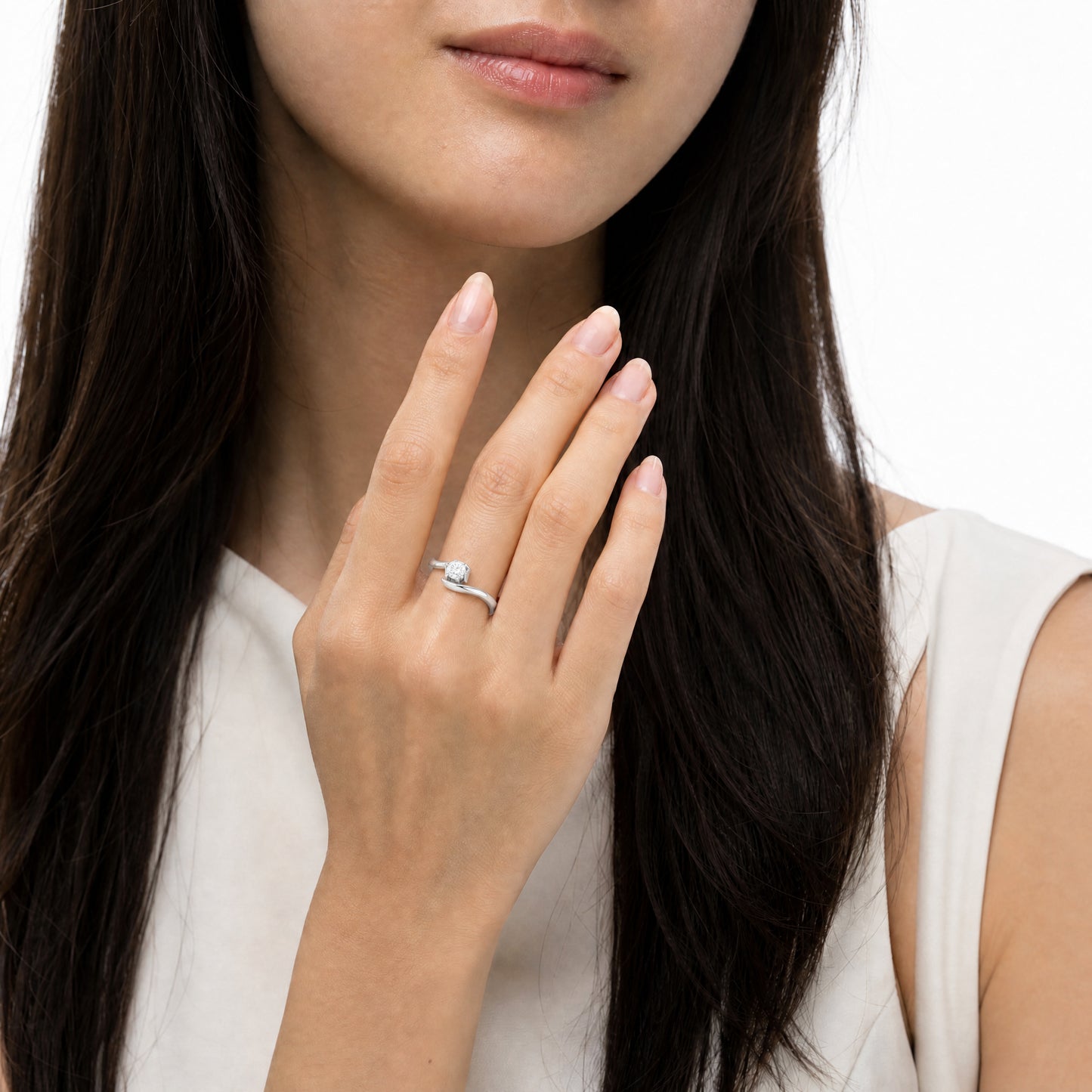 Aurgat Solitaire Sterling Silver Adjustable Ring