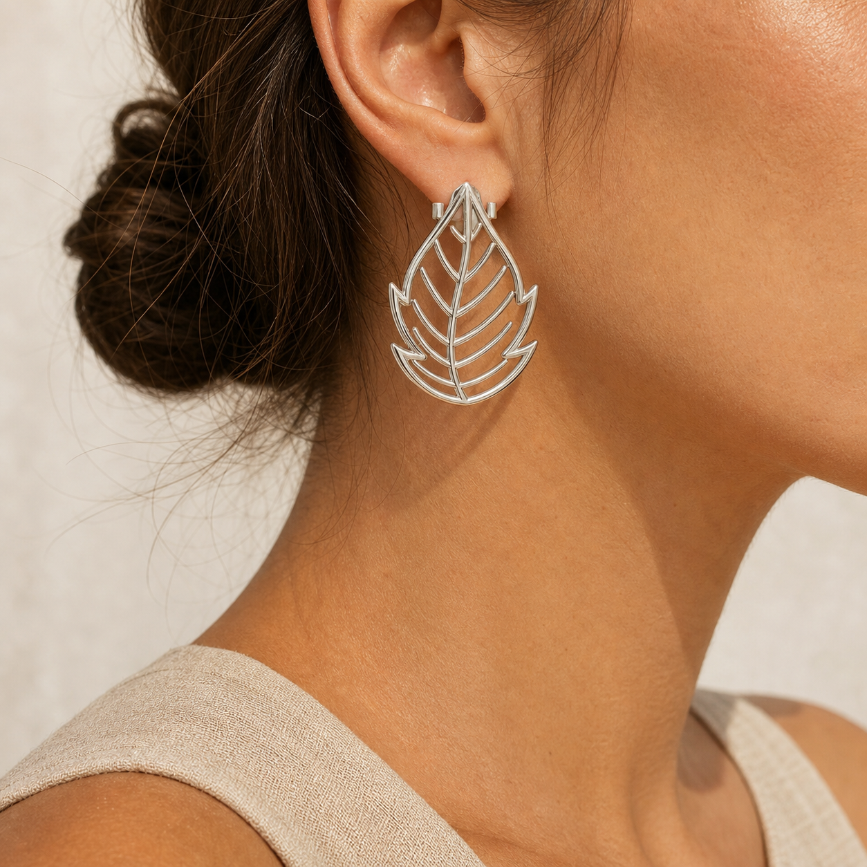 Aurgat Viburnum Leaf Drop Sterling Silver Earrings