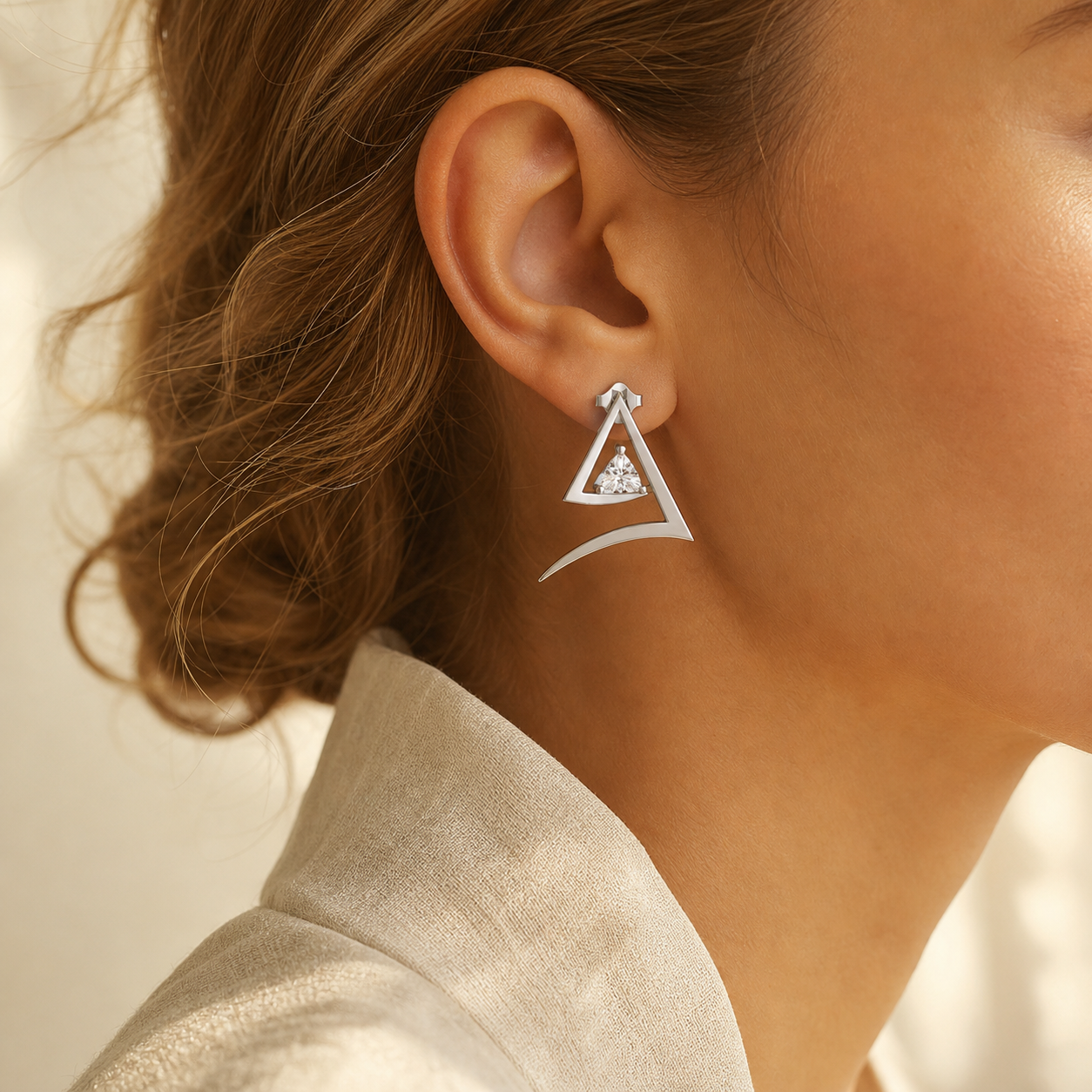 Aurgat Trapped Solitaire Solitaire Silver Earrings