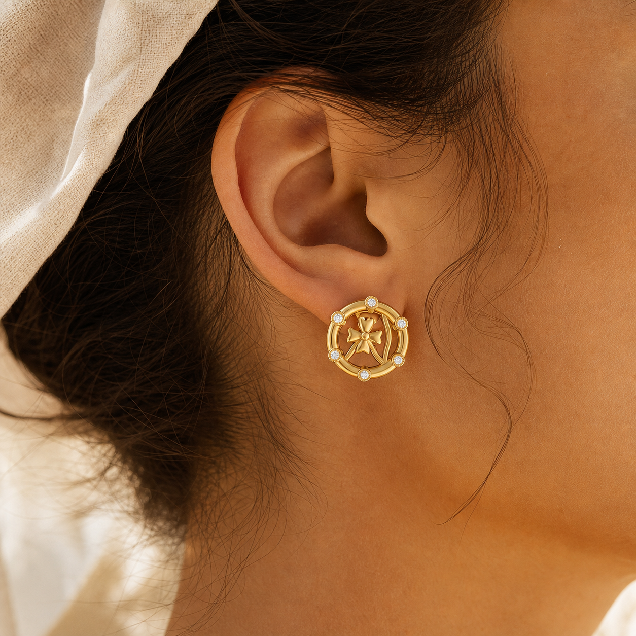 Aurgat Sacred Petals 18K Gold Plated Earrings
