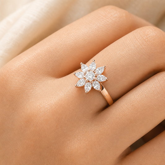 Aurgat Parijat Flower Rose Gold Adjustable Ring - image 3