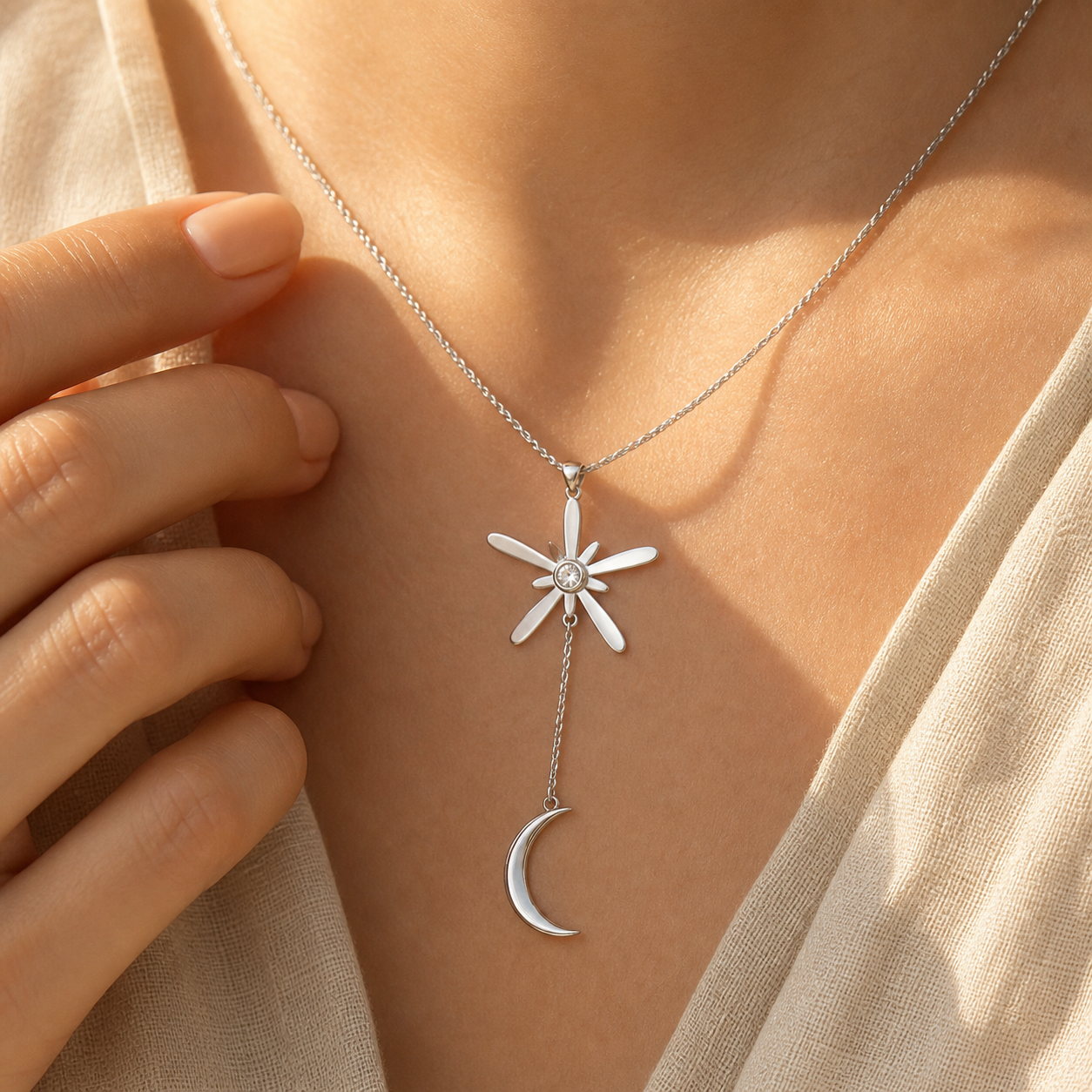 Aurgat Hanging Moon Silver Pendant