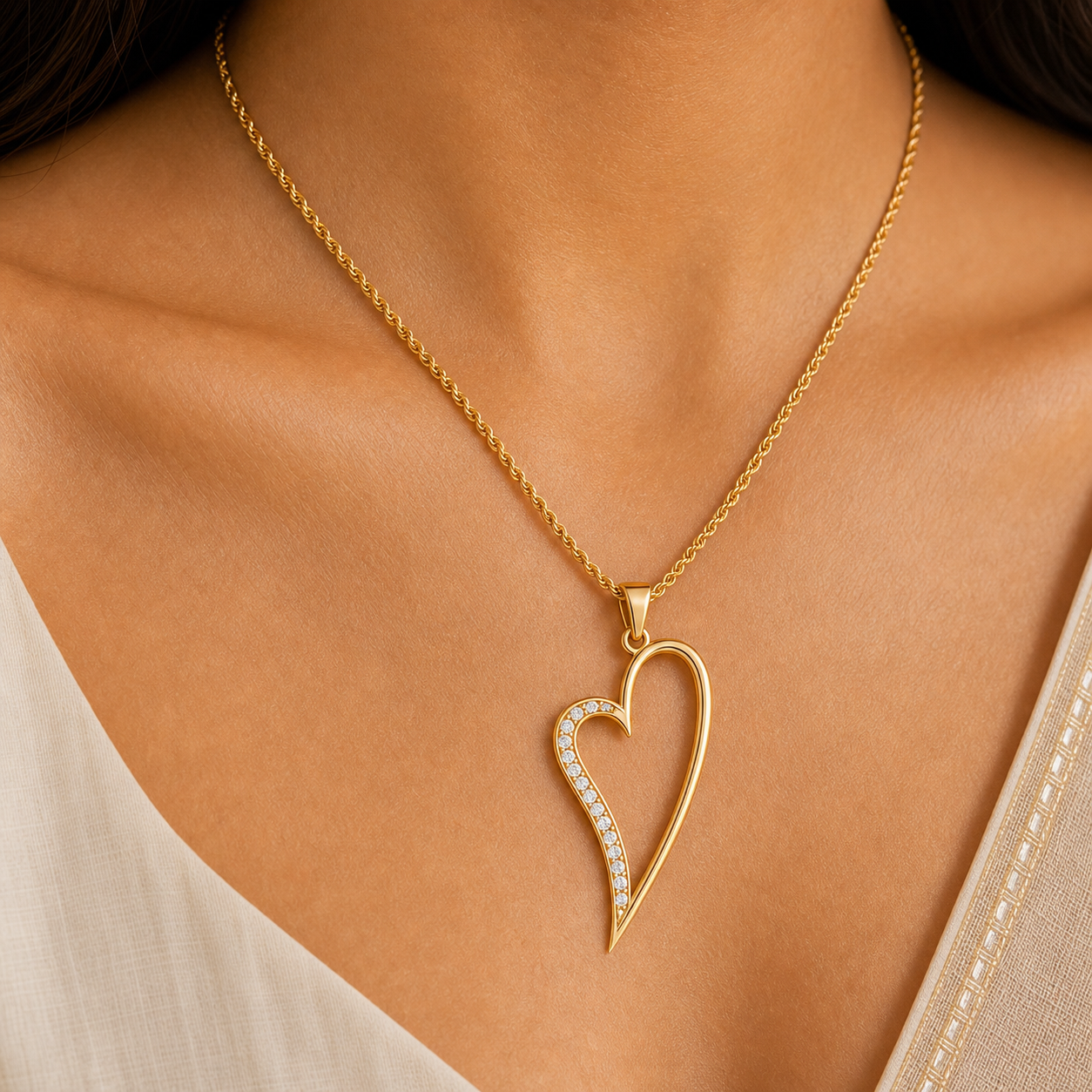 Aurgat Artistic Heart 18K Gold Plated Pendant