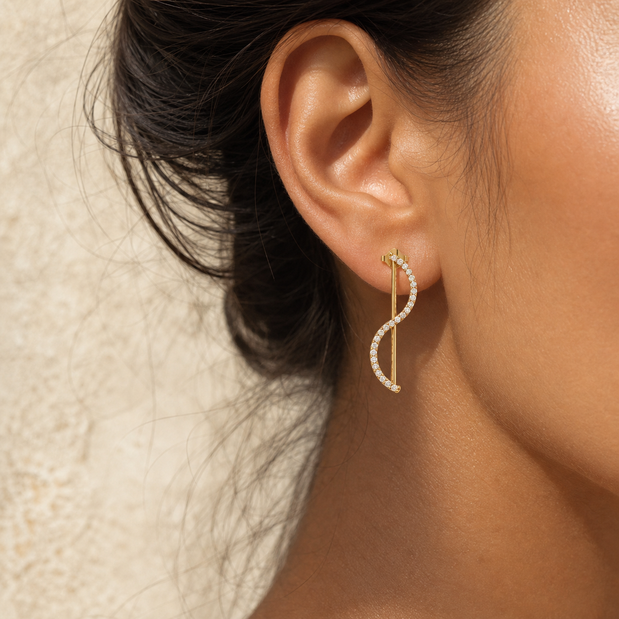 Aurgat Curvy Drop 18K Gold Plated Earrings