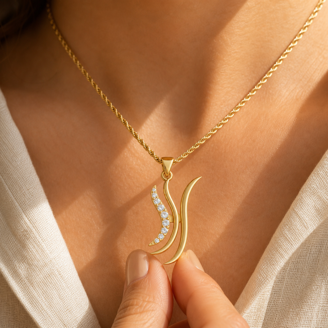 Aurgat Zirconia Abstract 18K Gold Plated Pendant