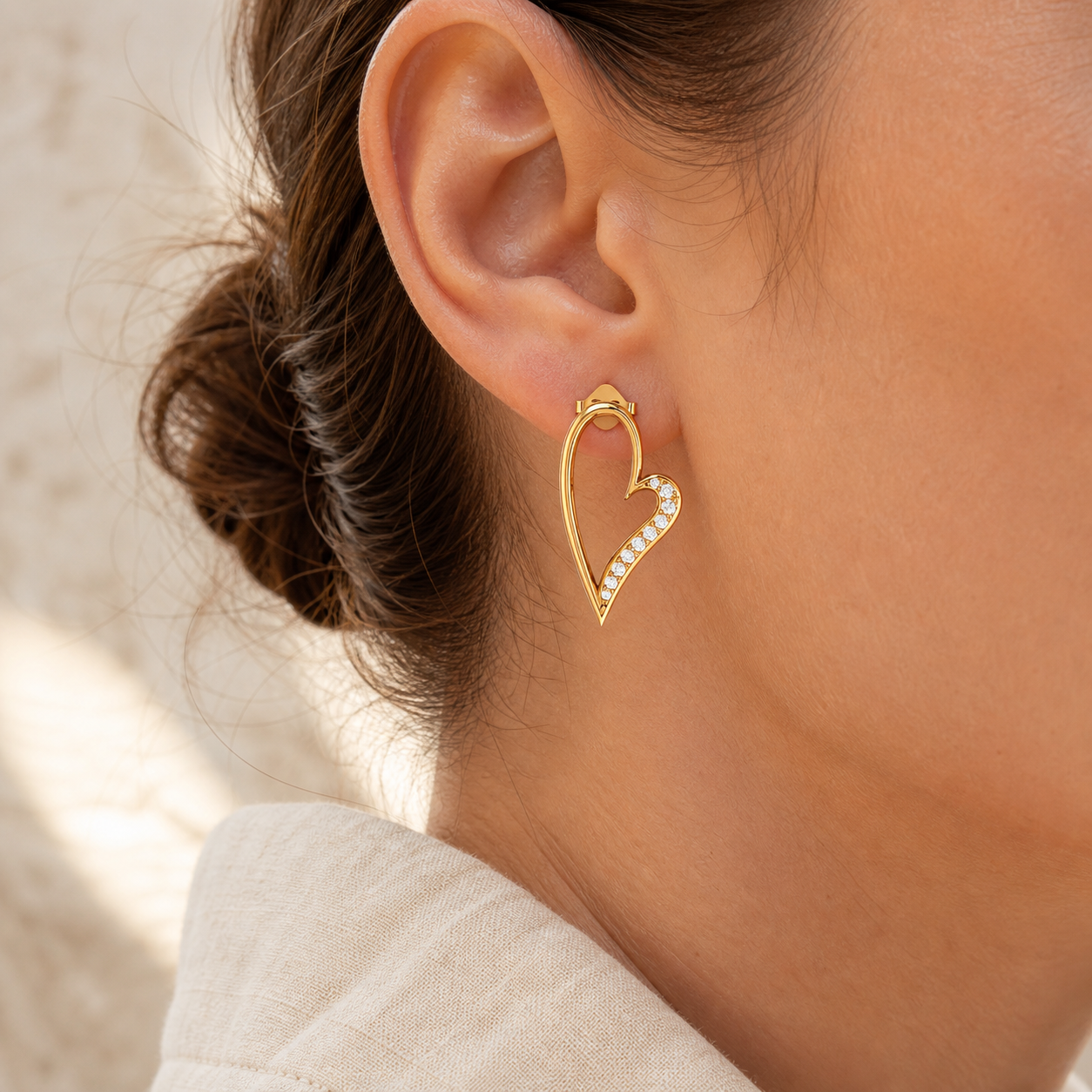 Aurgat Artistic Heart 18K Gold Plated Earrings