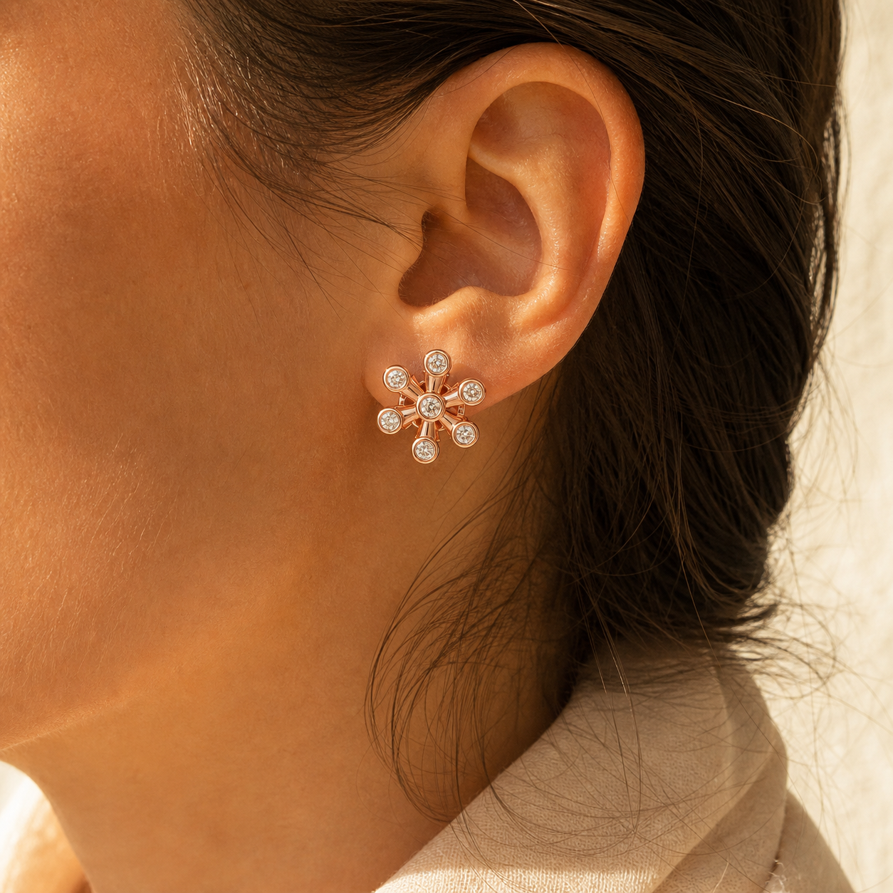 Aurgat Rose Gold Flower Earrings