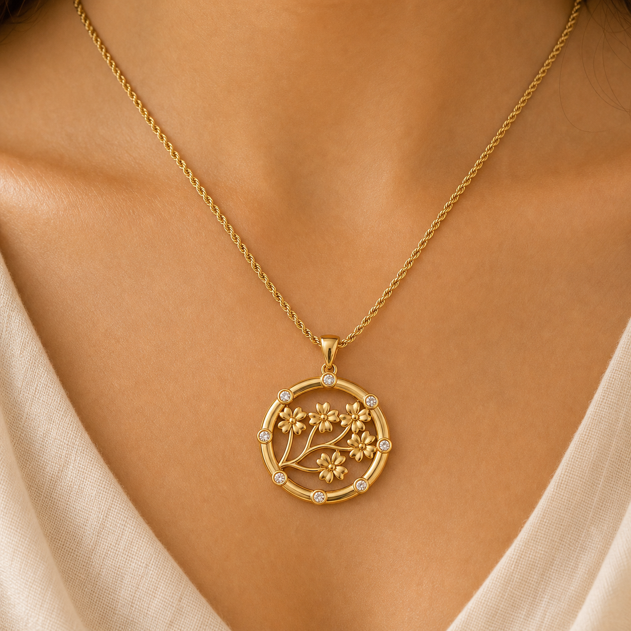 Aurgat Sacred Petals 18K Gold Plated Pendant