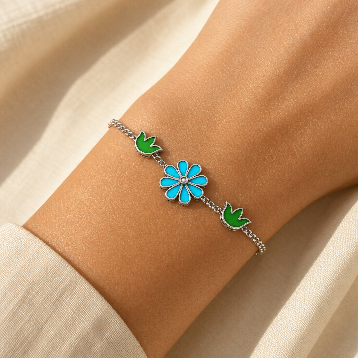 Aurgat Sterling Silver Nature Charm Bracelet