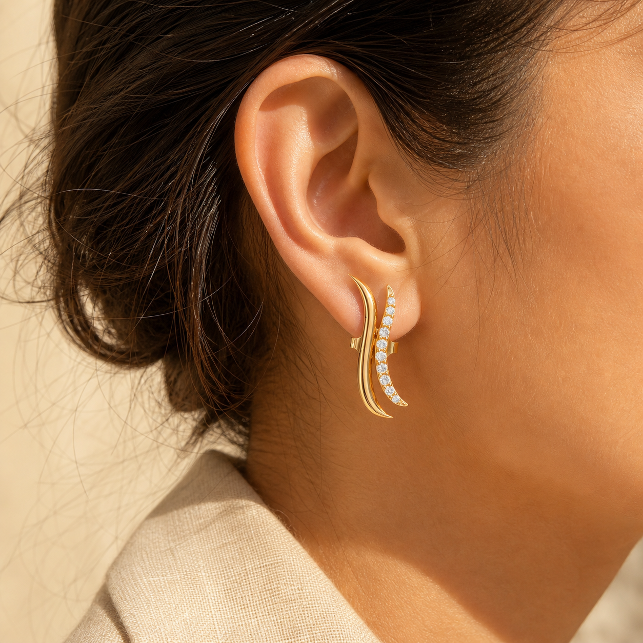 Aurgat Zirconia Abstract 18K Gold Plated Earrings