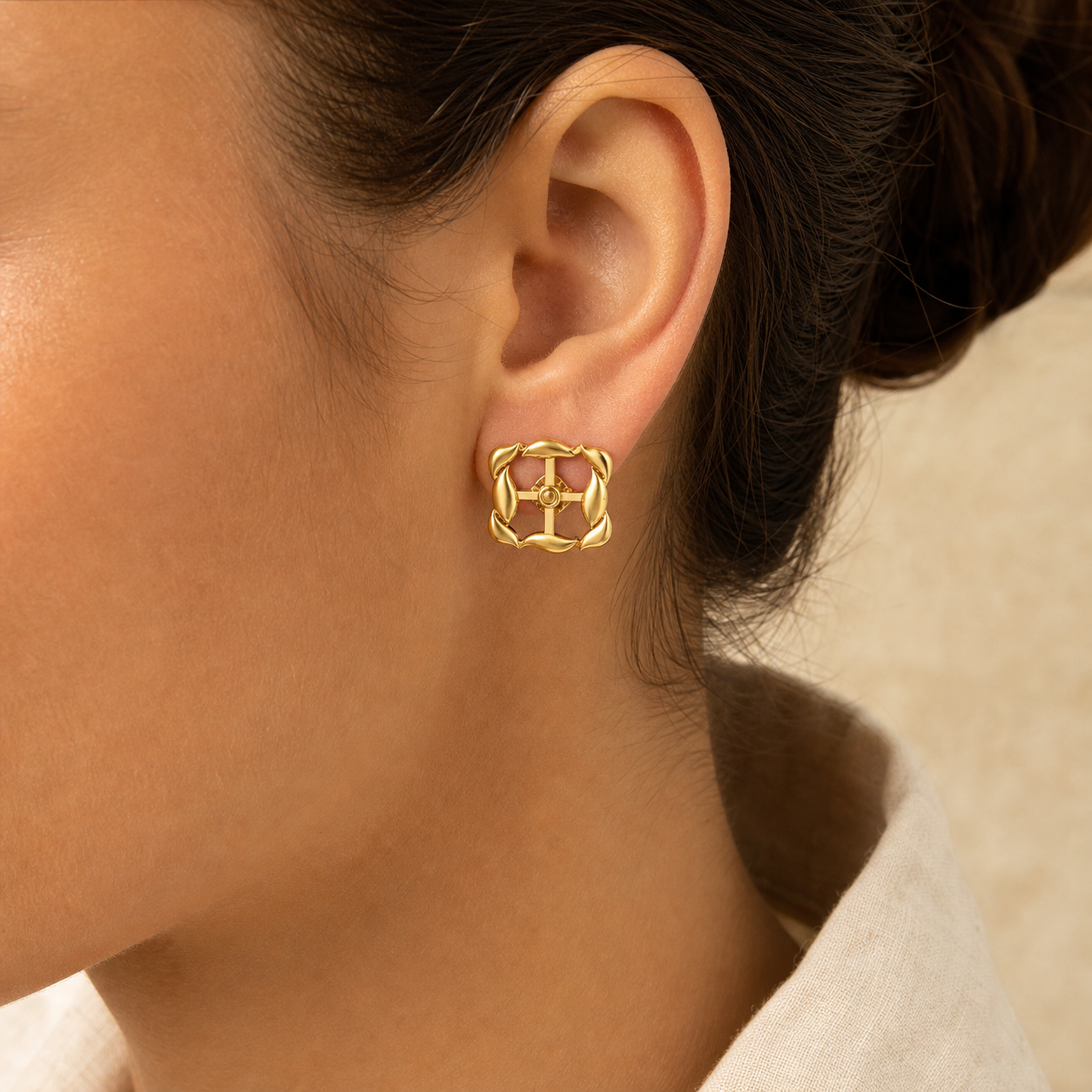 Aurgat Window of Wisdom 18K Gold Plated Earrings