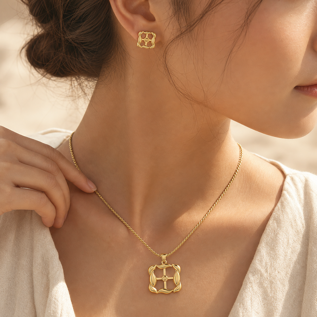 Aurgat Window of Wisdom 18K Gold Plated Pendant Set - image 4
