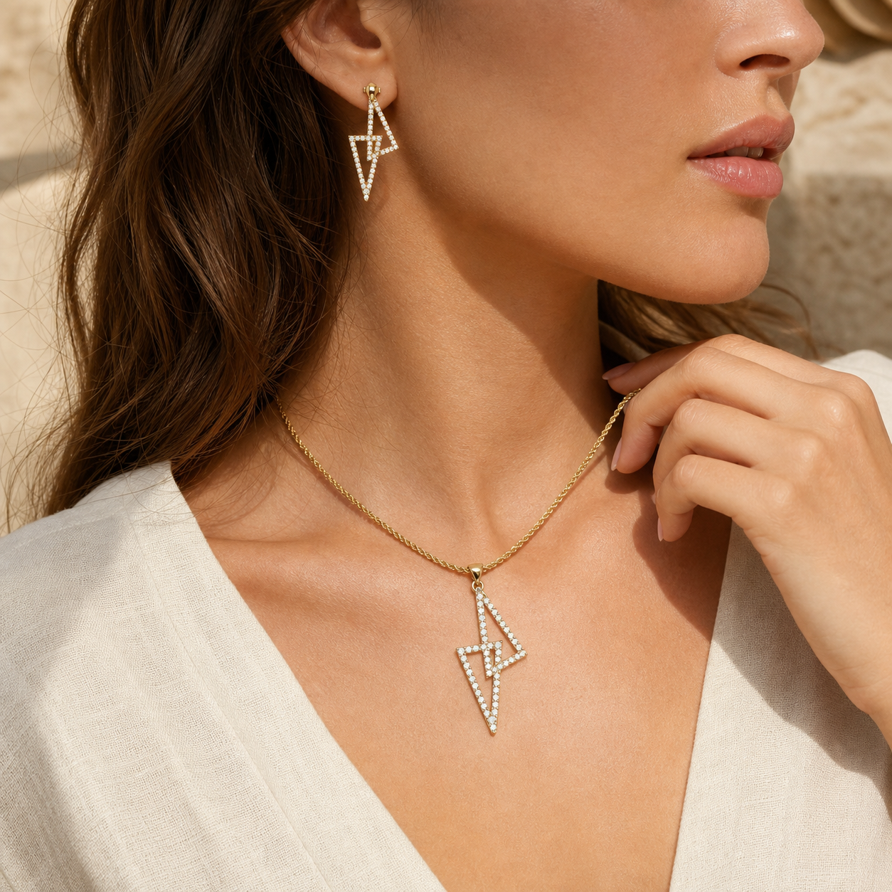 Aurgat Lightning 18K Gold Plated Pendant Set - image 4